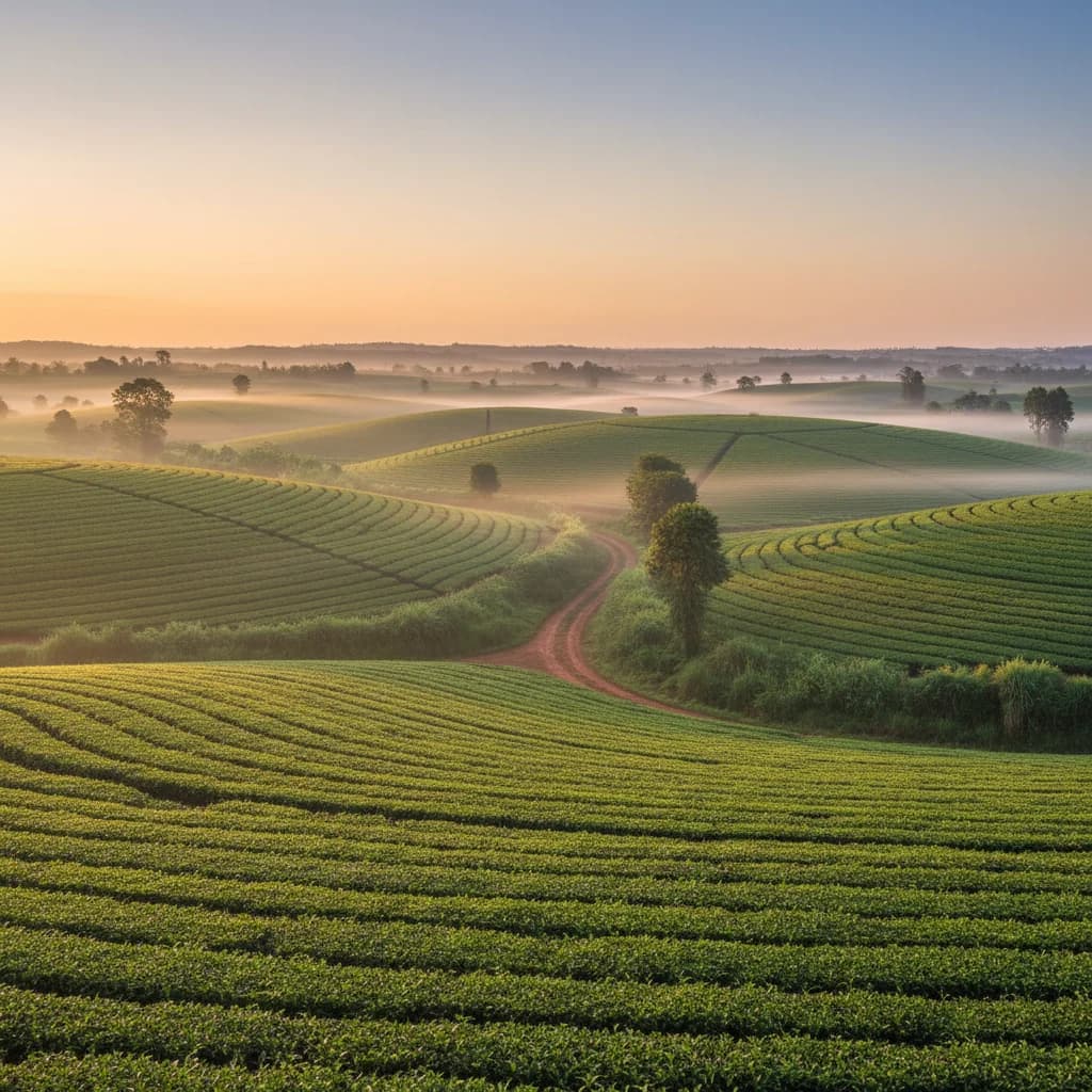 Thyolo tea country in morning light